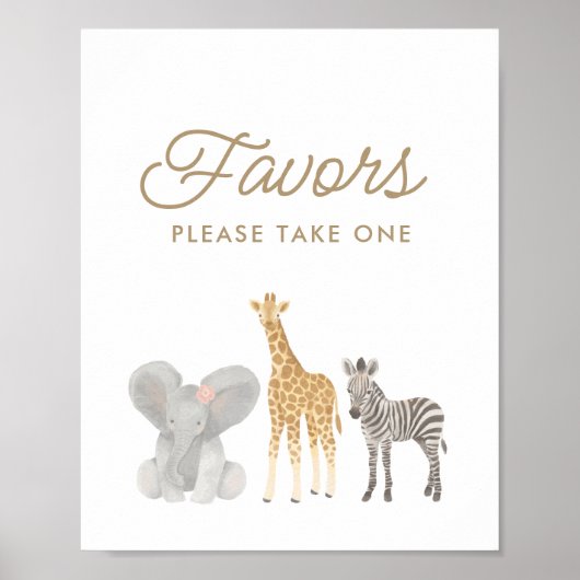 Safari Birthday Party Favors Sign Poster (Voorkant)
