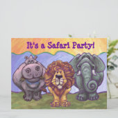 Safari Birthday Party Invitation Kaart (Staand voorkant)