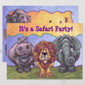Safari Birthday Party Invitation Kaart (Voorkant / Achterkant)