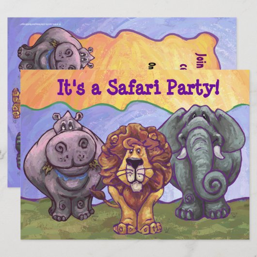 Safari Birthday Party Invitation Kaart (Voorkant / Achterkant)