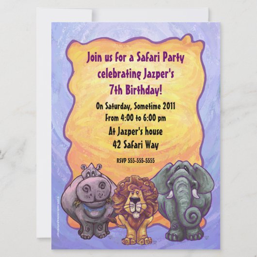 Safari Birthday Party Invitation Kaart (Achterkant)