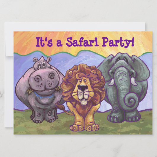 Safari Birthday Party Invitation Kaart (Voorkant)