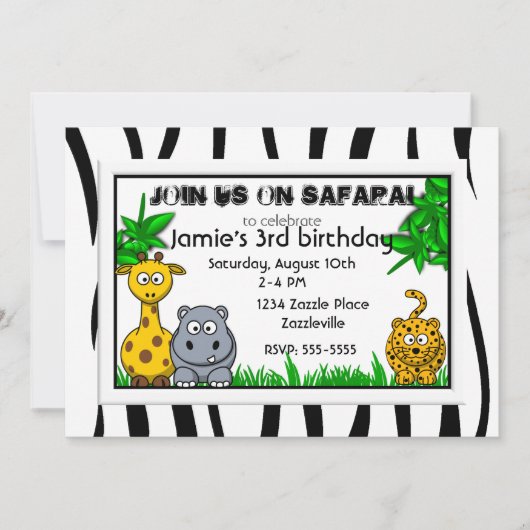 Safari Birthday Party Invitations Kaart (Voorkant)
