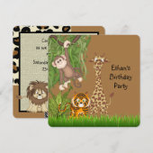 Safari Birthday Party Kaart (Voorkant / Achterkant)