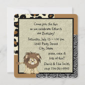 Safari Birthday Party Kaart (Achterkant)