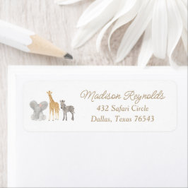 Safari Birthday Party Return Address Etiket
