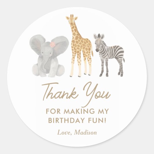 Safari Birthday Party Ronde Sticker (Voorkant)