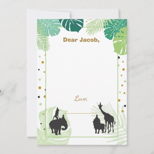 Safari Birthday Time Capsule Boy insert card Zoo Kaart (Voorkant)