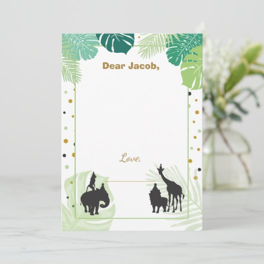 Safari Birthday Time Capsule Boy insert card Zoo Kaart (Staand voorkant)