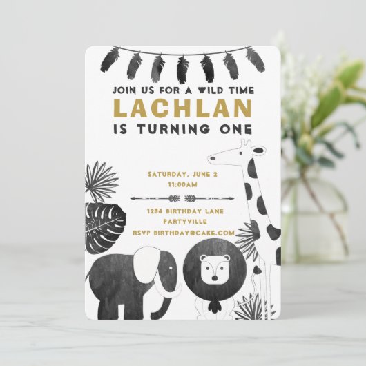 Safari Birthday Uitnodiging (Staand voorkant)