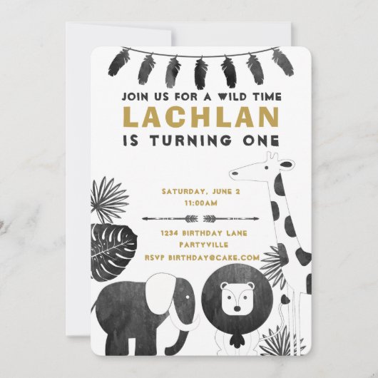 Safari Birthday Uitnodiging (Voorkant)