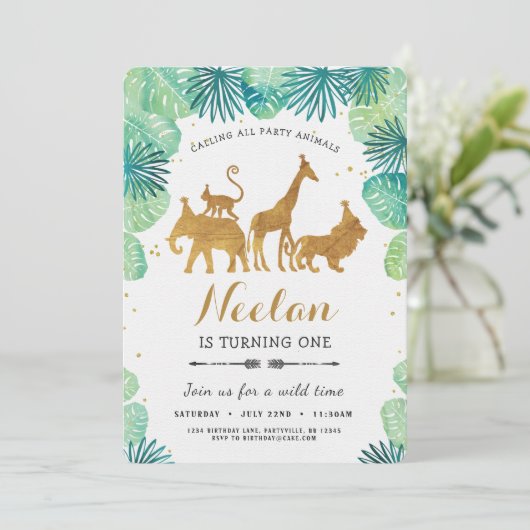 Safari Birthday Uitnodiging (Staand voorkant)
