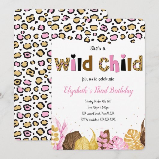 Safari Birthday Uitnodiging (Voorkant / Achterkant)