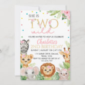 Safari Birthday Uitnodiging twee wilde dieren (Voorkant)