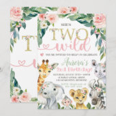 Safari Birthday Uitnodiging twee wilde Uitnodiging (Voorkant / Achterkant)