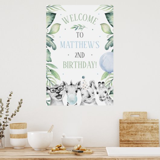 Safari Birthday Welcome Sign Poster (Keuken)