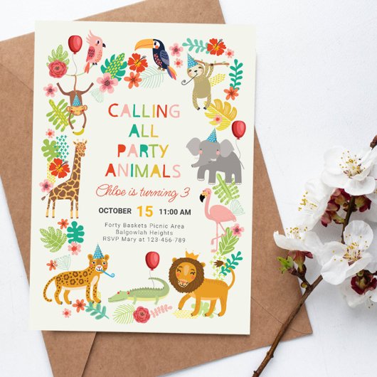 Safari Birthfay Party Uitnodigen, Oerwoud Safari P Kaart