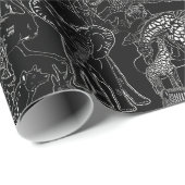 Safari Black-White Cute Unique Cute Gift Cadeaupapier (Rol Hoek)