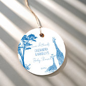 Safari blauw toile giraffe baby shower bedankjes labels
