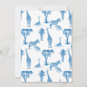Safari blauw toile giraffe baby shower kaart (Achterkant)
