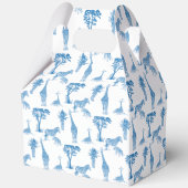 Safari blauw toile giraffe baby shower monogrammed bedankdoosjes (Achterkant)