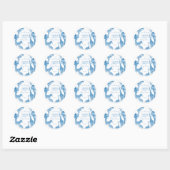 Safari blauw toile giraffe baby shower ronde sticker (Vel)