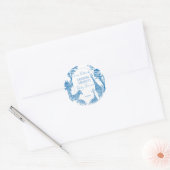 Safari blauw toile giraffe baby shower ronde sticker (Envelop)