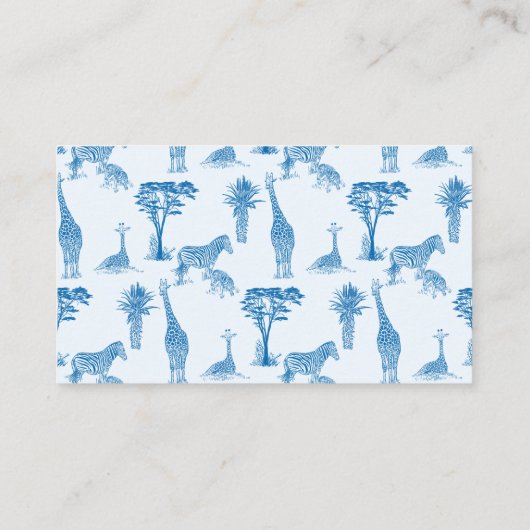 Safari blauw toilet giraffe luier verloting informatiekaartje (Achterkant)
