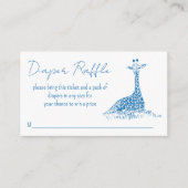 Safari blauw toilet giraffe luier verloting informatiekaartje (Voorkant)