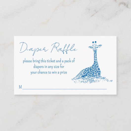 Safari blauw toilet giraffe luier verloting informatiekaartje (Voorkant)