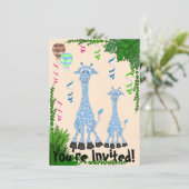 Safari Blue Giraffe Baby shower uitnodiging (Staand voorkant)