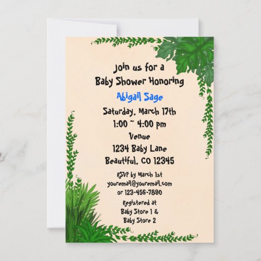 Safari Blue Giraffe Baby shower uitnodiging (Achterkant)