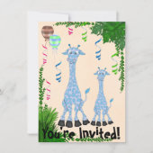 Safari Blue Giraffe Baby shower uitnodiging (Voorkant)