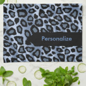 Safari Blue Leopard Animal Print Theedoek (Gevouwen)