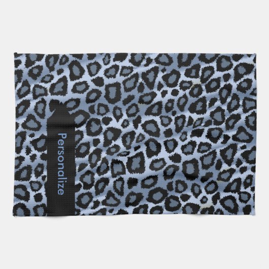 Safari Blue Leopard Animal Print Theedoek (Horizontaal)