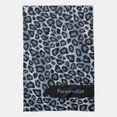 Safari Blue Leopard Animal Print Theedoek (Verticaal)