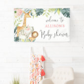 Safari blush roze bloemenmeisje baby shower achter spandoek (Insitu)