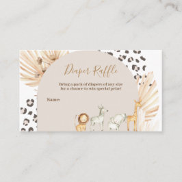 Safari Boho Dieren Waterverf Luier Raffle Informatiekaartje