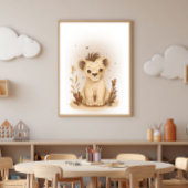 Safari Boho Neutrale Leeuwen Kinderkamer Poster