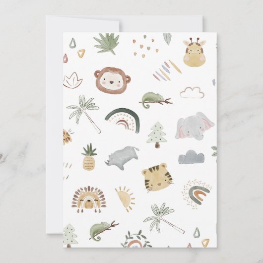 Safari Boho Oerwoud Baby shower Uitnodiging (Achterkant)