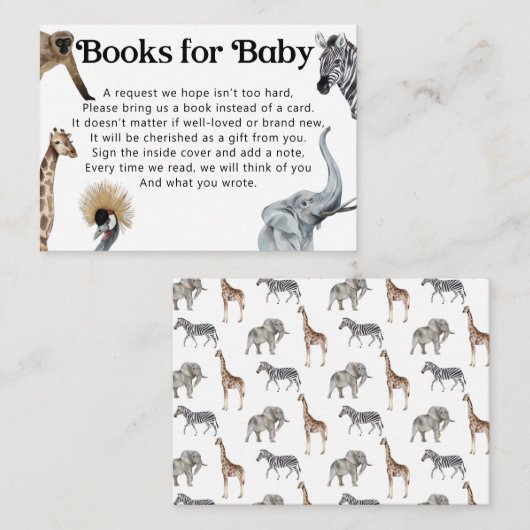 Safari Book Request for Baby shower Invitation Informatiekaartje (Voorkant / Achterkant)