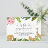 Safari book request girl baby shower book insert informatiekaartje (Staand voorkant)