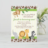 Safari Boy 1st Birthday Party Invitation Kaart (Staand voorkant)