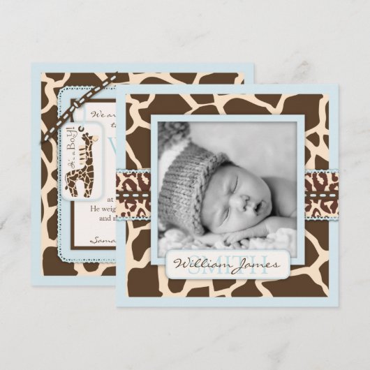 Safari Boy Announcement Square Aankondiging (Voorkant / Achterkant)