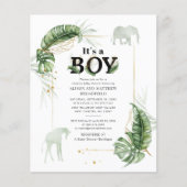 Safari Boy Baby shower Olifant Giraffe Uitnodiging (Voorkant)