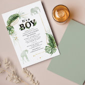 Safari Boy Baby shower Olifant Giraffe Uitnodiging