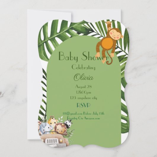 SAFARI BOY BABY SHOWER UITNODIGING (Voorkant)