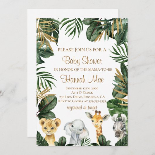 Safari Boy Baby shower Uitnodiging (Voorkant / Achterkant)