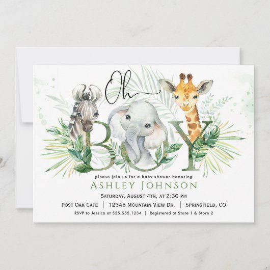 Safari Boy Baby shower Uitnodiging (Voorkant)