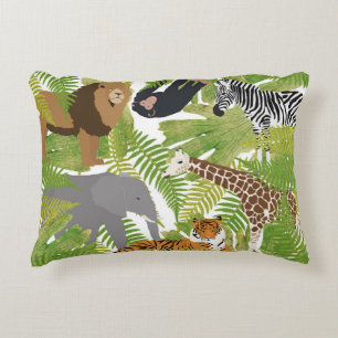 Safari Boy Cute Oerwoud Animals   Meisje Accent Kussen